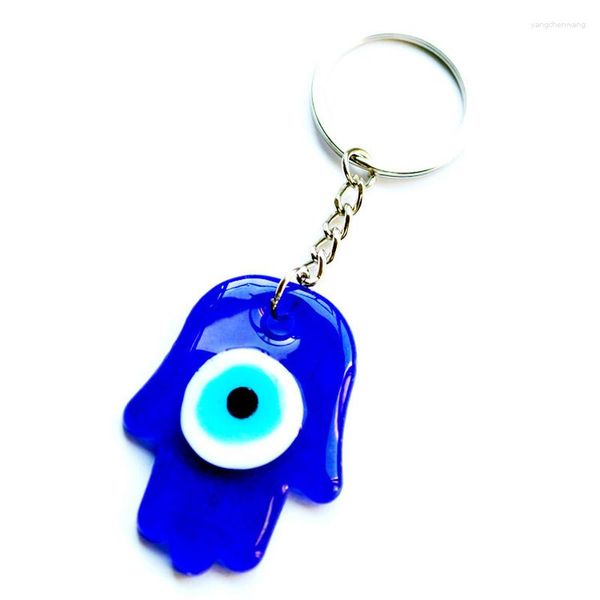 Keychains Turcish Blue Eye Hamsa Hand Hand Keychain Keyring for Men Mujeres Vintage Vintage Fatima Bag Evil Bag Joyería