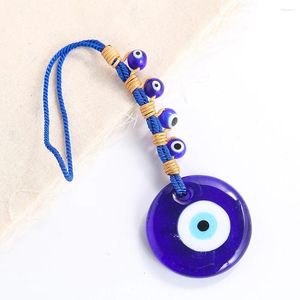 Porte-clés turc mauvais oeil bleu pendentif style européen américain simple tissage perle de verre décoration de voiture anti-perte porte-clés cadeau souvenir