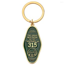 Keychains Twin Peaks Keychain Movie Sieraden The Great Northern EL 315 Prismatic Acryl Key Chain Keyring Gift voor tv -programma Fan