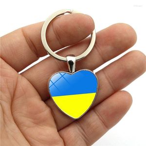 Llaveros Ucrania bandera llavero accesorios Ucrania vidrio colgante bolsa coche llavero lindo encanto titular para
