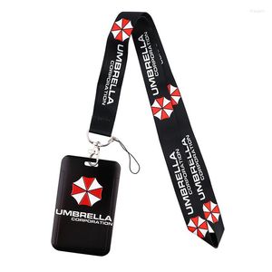 Keychains Umbrella Corporation Lanyard Card Sets Keychain ID Tag Badge Holder afdrukken Riem Nek Schattige toetsen Telefoonkaarten Sieraden LAN