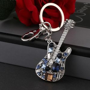 Keychains Guitar únicos Bolsa de diezu rhinestone Bolsa Bolsos de hebilla Cadena de automóviles de cristal YSK066