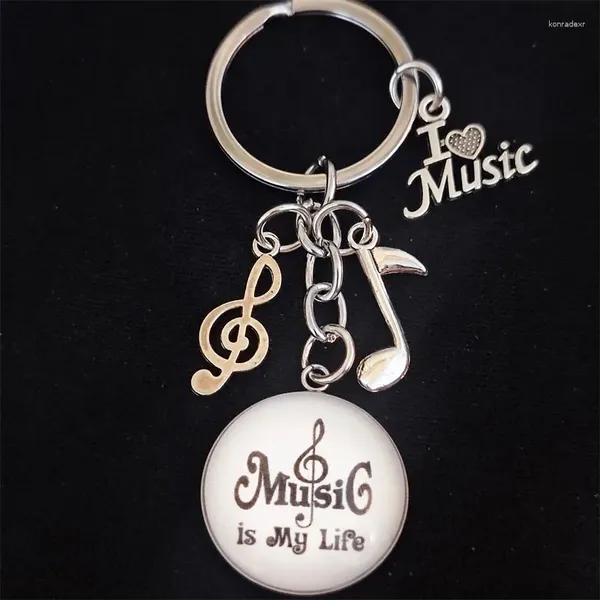 Keychains La música de llaves única es mi vida, me encanta notas de llaves colgantes para mujeres accesorios de joyería regalo