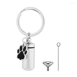 Keychains urn sleutelhanger crematie sleutelring voor as honden huisdier zilveren toon charmes met cilinder