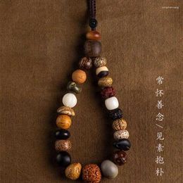 Porte-clés en bois de santal rouge Vajra, bois d'agar, dix-huit Bodhi, Arhats paix, accessoires pendentif multi-trésors X1B2