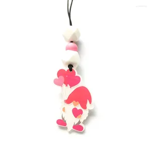 Porte-clés Saint Valentin Gnomes Glitter Saint Valentin Amour Coeur Bisous Pendentif Porte-clés Perles Lanière Avec Clips