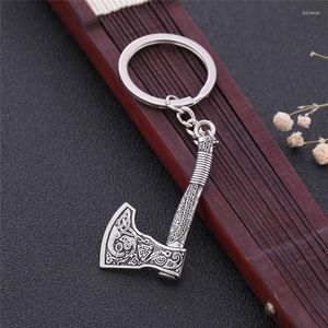 Porte-clés Viking Style femmes hommes porte-clés mode hache forme nordique Runes Odin symbole motif dans ce cadeau choisir en alliage de Zinc goutte