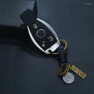 Keychains Vintage Baseball Cap Cowhide Key Ring Creative Gift Handwoven Car Pendant