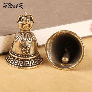 Porte-clés Vintage en laiton chinois 12 animaux du zodiaque têtes cloche porte-clés pendentifs bijoux cuivre Feng Shui voiture porte-clés suspendus porte-clés