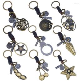 Keychains vintage bronzen legering strohoed charm Handtas auto sleutelring kersen hanger mannelijke vrouwelijke sleutelhangers geschenken mode sieraden