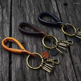 Porte-clés Vintage cuir de vachette bracelet porte-clés voiture porte-clés porte-clés Fit bricolage bibelot longe ceinture accessoires porte-clés bijoux