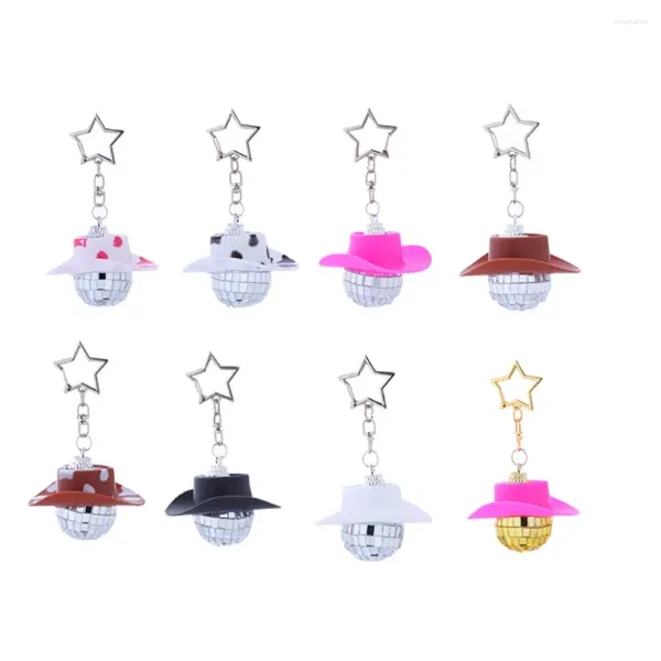 Porte-clés Vintage Disco Ball Porte-clés Mini Pentagramme Cowboy Chapeau Réutilisable Suspendu Filles Garçons Décoration De Fête