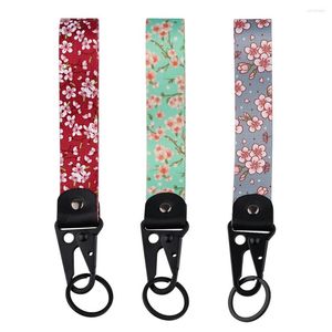 Keychains Vintage Flowers Lanyard Cherry Blossom Pols Keychain vrouwen meisjes sleutelriem hangende touwcadeau voor moederjuwelenaccessoires