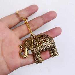 Porte-clés Vintage couleur or mammouth éléphant porte-clés mode mascotte amulette bijoux cadeau voiture porte serrure clé accessoires alliage anneau