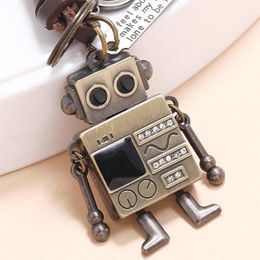 Keychains Limber Mothable Robot Mélevés Keychain Femmes Créative Metal Key Pendant Cortes de clés Men de vache tissée à la main chaîne de voitures en cuir 209