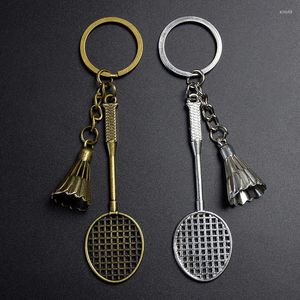 Sleutelhangers Vintage Mini Metalen Badminton Sleutelhanger Voor Vrouwen Mannen Leuke Sportwagen Sleutelhanger Rugzak Hanger Paar Vriend Nieuwigheid Gift