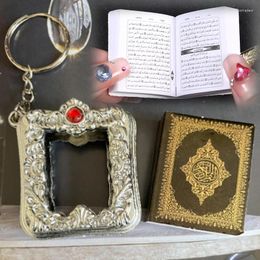 Keychains Muslim Resin Key Ring Chain Jewelry puede leer Papante Real Paper Mini Arca Corán Libro