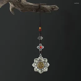 Keychains vintage Tibetaanse zilveren kleur roteerbare lotus bloem sleutelhanger handgemaakt geweven metalen charmas auto sleutel hanger amulet accessoire