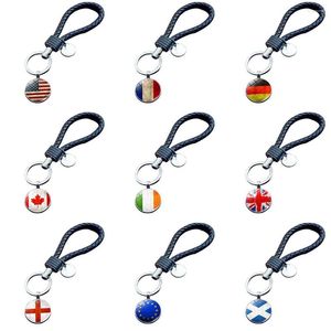 Keychains vintage us uk vlag voor mannen metaalglas Frankrijk