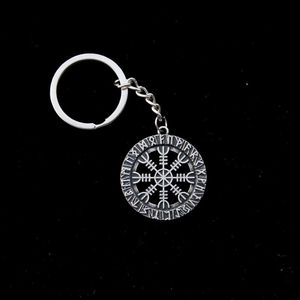 Keychains Vintage Viking Metal Rune Compass Pendant Keyring voor mannen charmante coole Noordse amulet sieraden accessoiresKeyChains