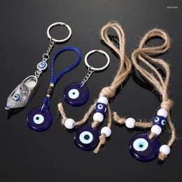Kekains Water Drop Eye Eyes Fatima Hand Keychain Femmes Men Gift Glass Vintage Shoe Turquie Blue Eye Hamsa Sac Car Courteille Bijoux
