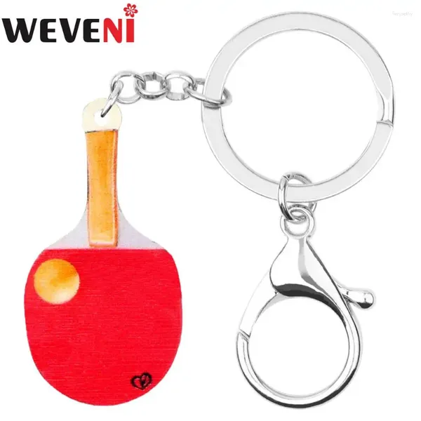 Porte-clés WEVENI Acrylique Style chinois Pingpong Ball Porte-clés Bague Hipster Nouveauté Bijoux Pour Femmes Filles Charmes Cadeaux Pendentif