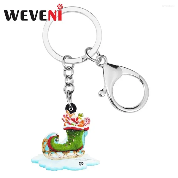 Keychains Weveni Acrílico Anime Candy Skiing Zapatos de calcetines Llave de llave Bag Bag Wallet de llavero para mujeres Regalo de niña