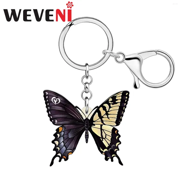 Porte-clés weveni acrylique empereur papillon Yin Yang papillon porte-clés anneau sac à main sac à main pour femmes filles cadeaux accessoires