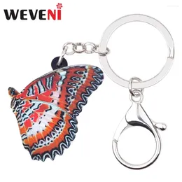 Porte-clés weveni acrylique tacheté rouge papillon porte-clés pendentif animal insectes bijoux pour femmes filles porte-porte-monnaie de voiture charmes