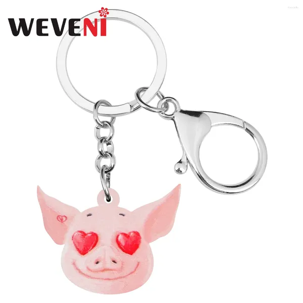 Porte-clés weveni acrylique saint valentin amour cochon tête porte-clés anneau sac voiture portefeuille décoration pour femmes fille adolescente charmes cadeau