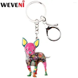 Porte-clés Weveni émail métal Chihuahua chien porte-clés anneau fille sac charme bijoux de mode pour femmes voiture porte-clés accessoires