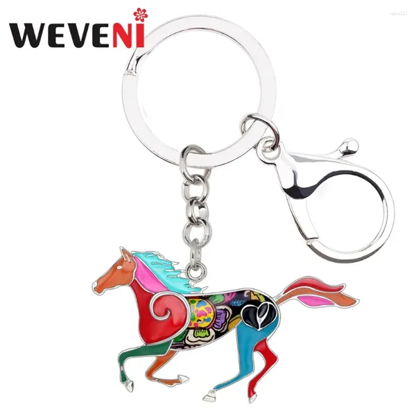 Porte-clés Weveni déclaration métal élégant cheval de course porte-clés porte-clés anneaux à la mode en alliage d'animaux bijoux pour femmes fille voiture pendentif