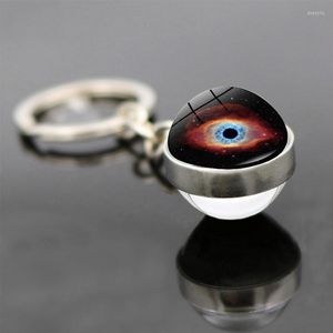 Porte-clés WG Universe Galaxy God's Eye Keychain Pendentif Temps Gemstone Nebula Double-face Glass Ball Jewelry