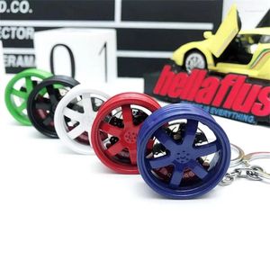 Sleutelhangers Velg Hub Tuning Mini sleutelhanger sleutelhanger sleutelhanger ring hangend JDM Hellaflush zinklegering auto vrachtwagen TE37 CVT MB ontwerp