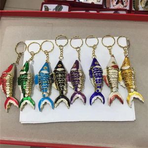 Sleutelhangers Groothandel 10PCS China Beijing Featured Craft Cloisonne Goudvis Hanger Kerst Ornament Sieraden
