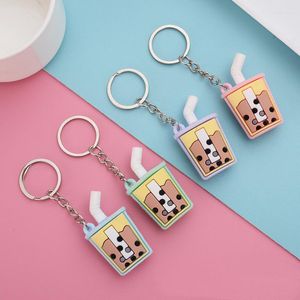 Keychains Groothandel 20 stks/kavel siliconen parelmelkthee schattige sleutelhanger luxe kawaii voor damesmeisjes tas auto airpods charme sleutelhanger