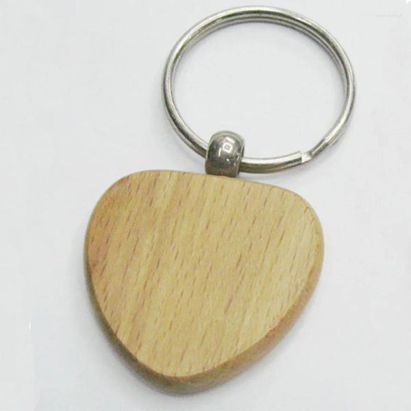 Porte-clés en gros 50pcs blanc en bois porte-clés coeur étiquettes d'identification logo cadeau de promotion -