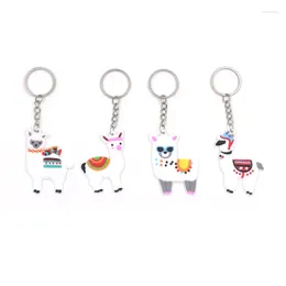 Porte-clés en gros dessin animé alpaga porte-clés porte-clés pour femmes filles support en silicone souple accessoires