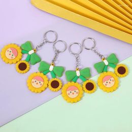 Porte-clés en gros coloré doux PVC soleil sourire fille porte-clés soleil fleur voiture tournesol porte-clés pendentif bijoux cadeau