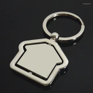 Porte-clés en forme de maison en métal, cadeau de vente en gros, logo personnalisé