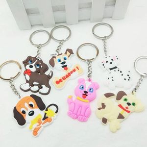 Porte-clés en gros, joli chien en silicone, en caoutchouc, en forme de chiot, porte-clés en PVC souple, cadeaux