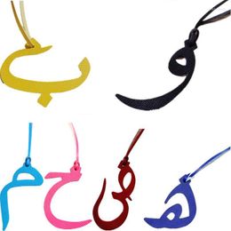 Keychains groothandel echt natuurlijk leer karakter alfabet Arabische letter sleutelhanger slijtage backpack hanger dames dames bag charme emel22