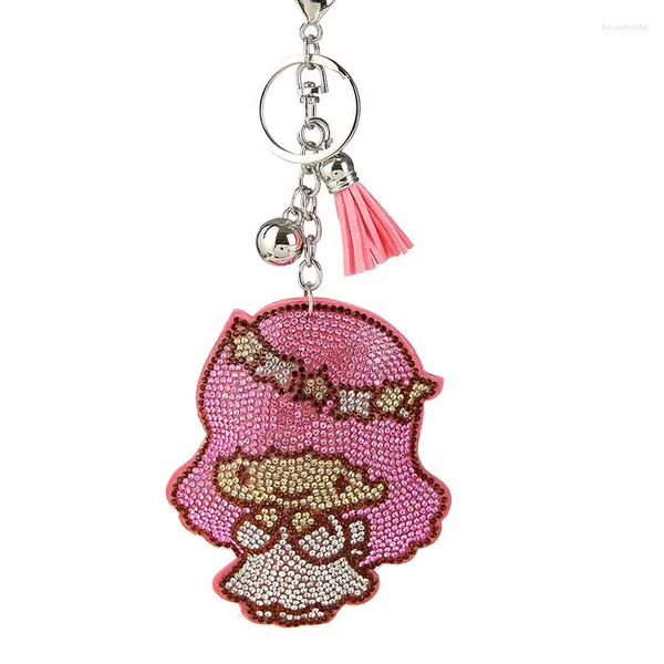 Llaveros Venta al por mayor Plata Chapado en oro Rhinestone Charms Lucky Girl Doll Llavero Moda para accesorios de llavero de coche