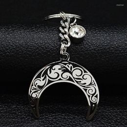 Keychains Witchcraft Moon Crystal roestvrijstalen sleutelhangers voor vrouwen zilveren kleur sleutelhanger sieraden llaveros para mujer k777s06