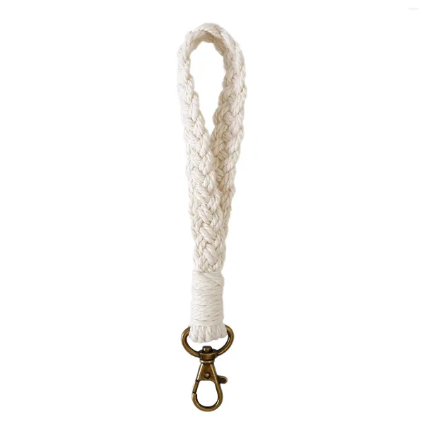 Porte-clés Femmes Mains Porte-clés Porte-clés 18cm Portable Macrame Porte-clés Bracelet avec fermoir à homard Bracelet Artisanat Poignet Lanière En Plein Air