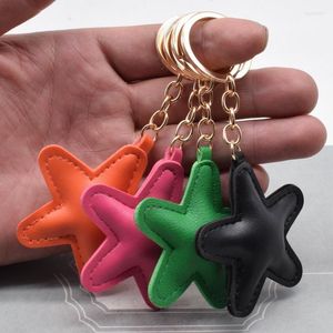 Porte-clés femmes en cuir étoile porte-clés bonbons porte-clés à cinq branches avec feuille breloque sac pendentif anneau fête fille cadeau