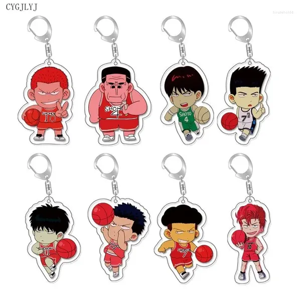 Porte-clés Femmes Hommes Arcylic Porte-clés Akagi Hanamichi Sakuragi Rukawa Miyagi Mitsui Pendentif Chaveio Anime Figure Slam Dunk Porte-clés Accessoires