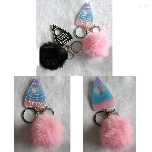 Llaveros Mujeres Planchette Llavero Resina Bolso Llavero Con Bola De Peluche Punk Tablero Artesanía Joyería Regalo