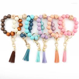 Porte-clés perles de bois Bracelets Bracelet velours gland gouttes pour femmes accessoires de mode clé cercle Bracelet anneaux