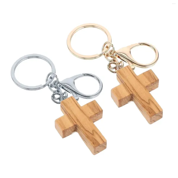 Keychains de madera Cross Cross Soporter Bolsa de llaves Artes y manualidades Favores religiosos Costilización de llaves para hombres de regalos Mujeres